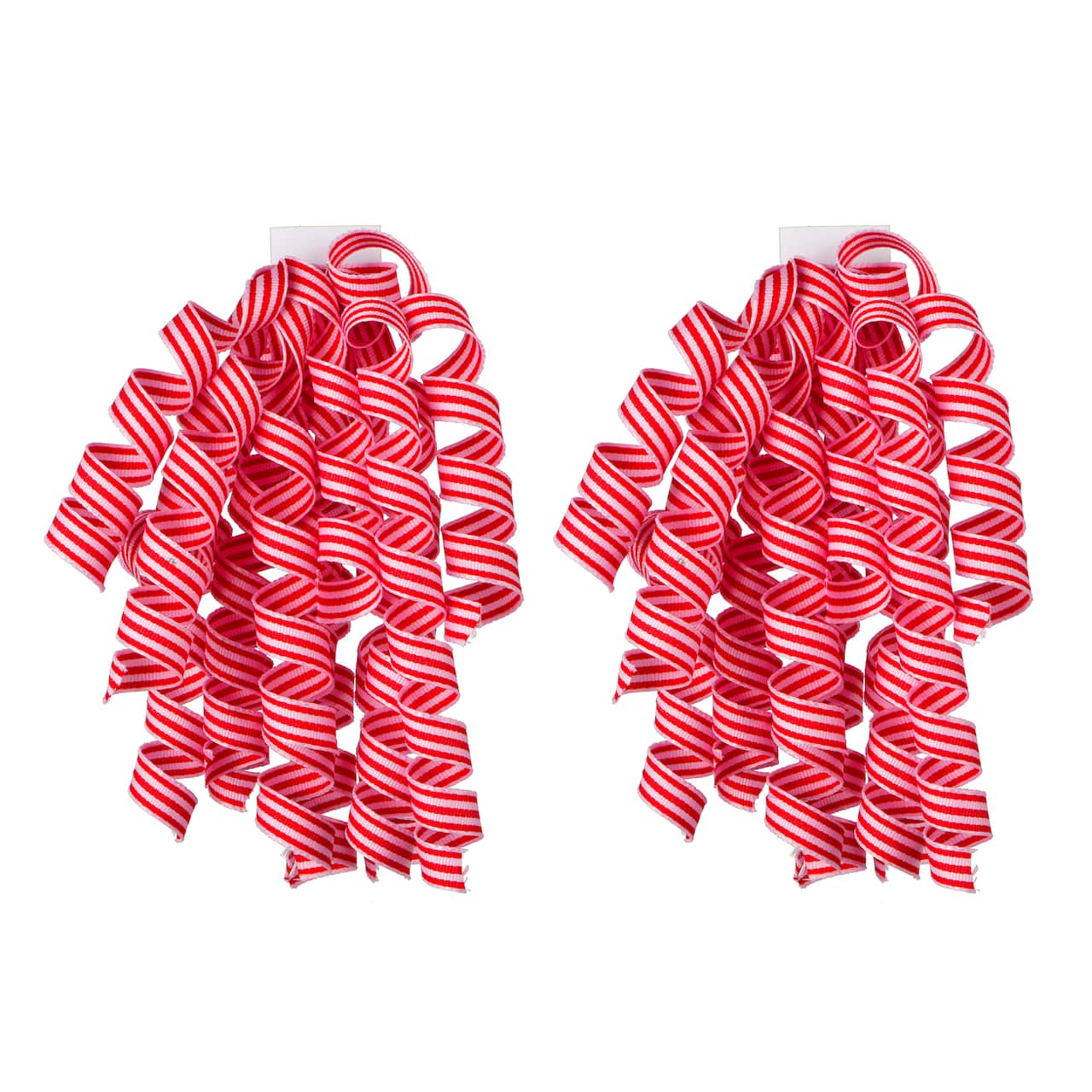 3/8" Red & Pink Stripes Curly Ribbon Bows, 2ct. by Celebrate It™